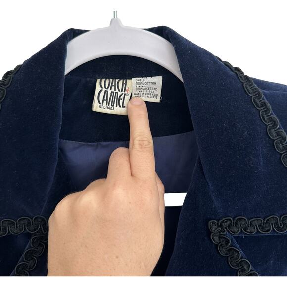Vintage Coach + Camel Blue Velvet Jacket Small - Picture 5 of 6